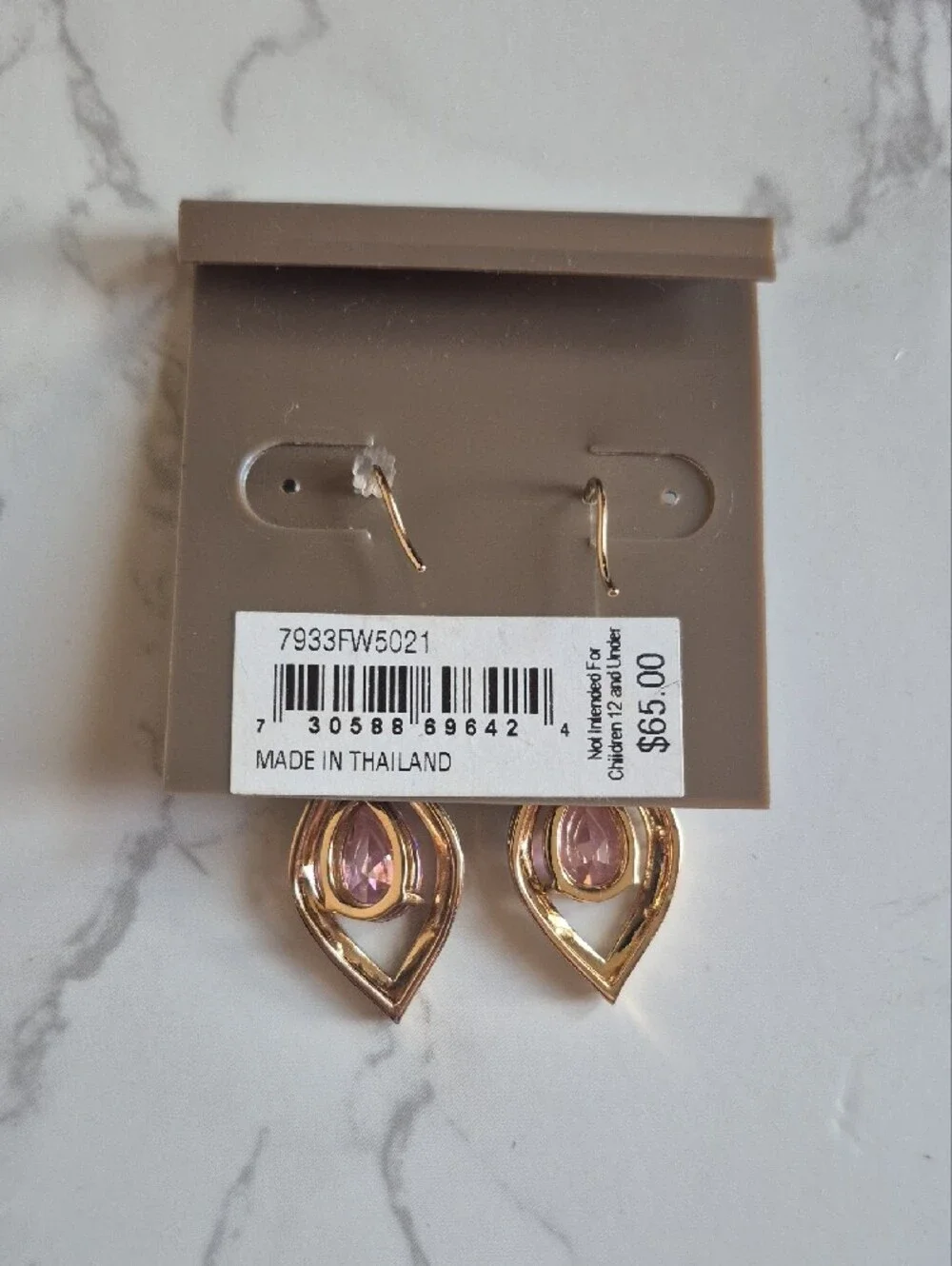 Beautiful Vintage Carolee Pink Crystal Teardrop  Dangle Earrings